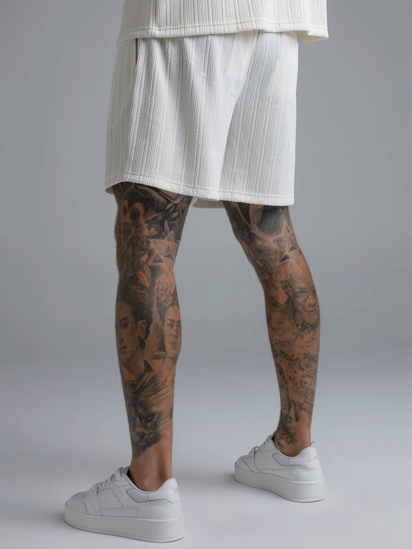 Ecru Textured Shorts