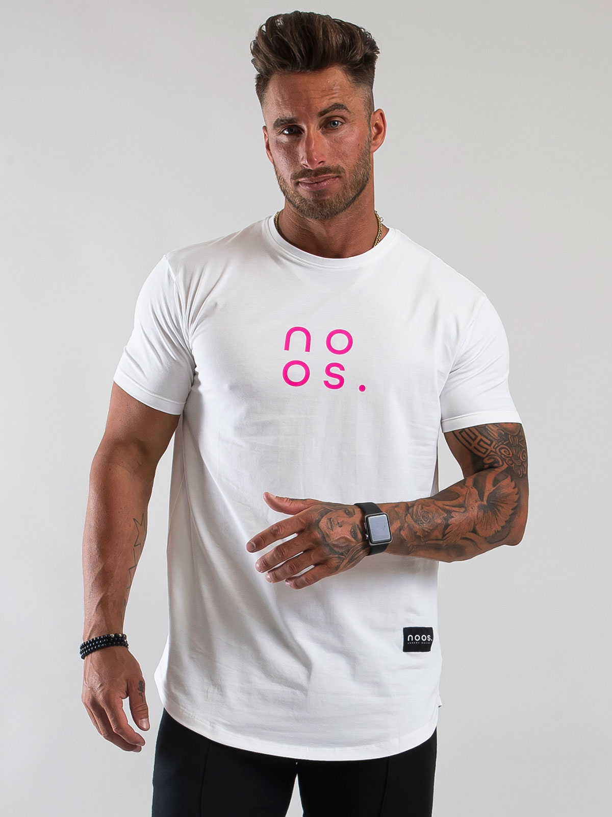 Gym Scoop Tee White/Neon Pink (XL)