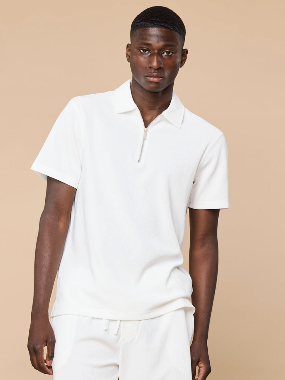 Alonzo Zip Polo Offwhite (S)