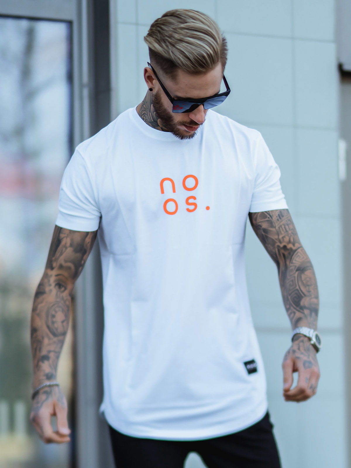 Gym Scoop Tee White/Neon Orange (XL)