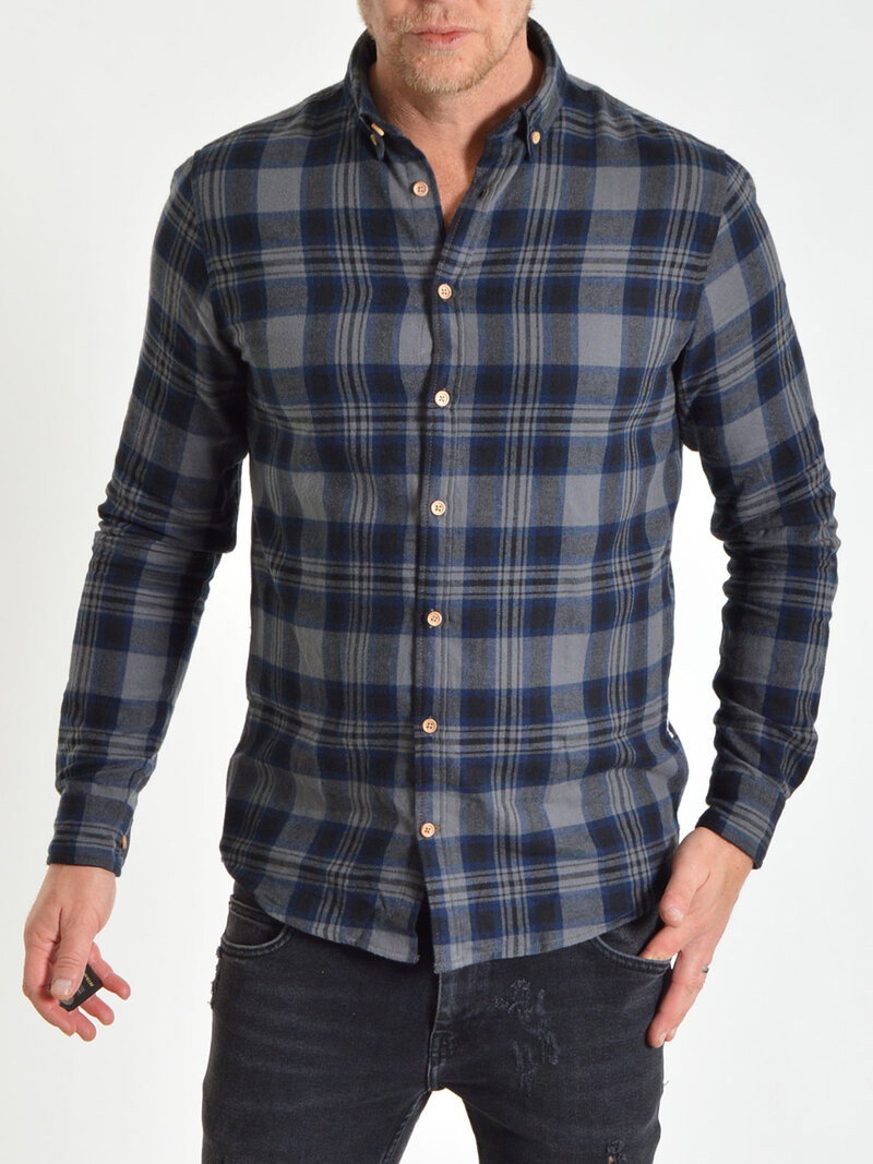 Johan Flannel Check Grey/Royal Blue (XL)