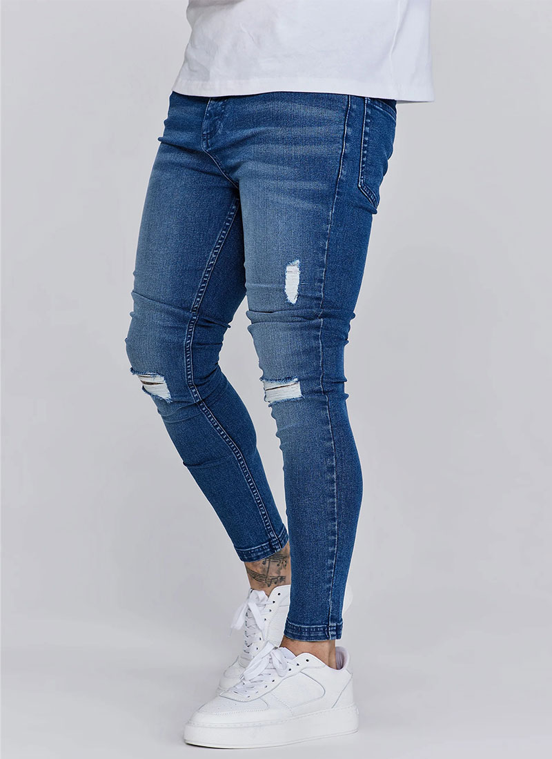 Mid Blue Distressed Skinny Jeans (S/30)