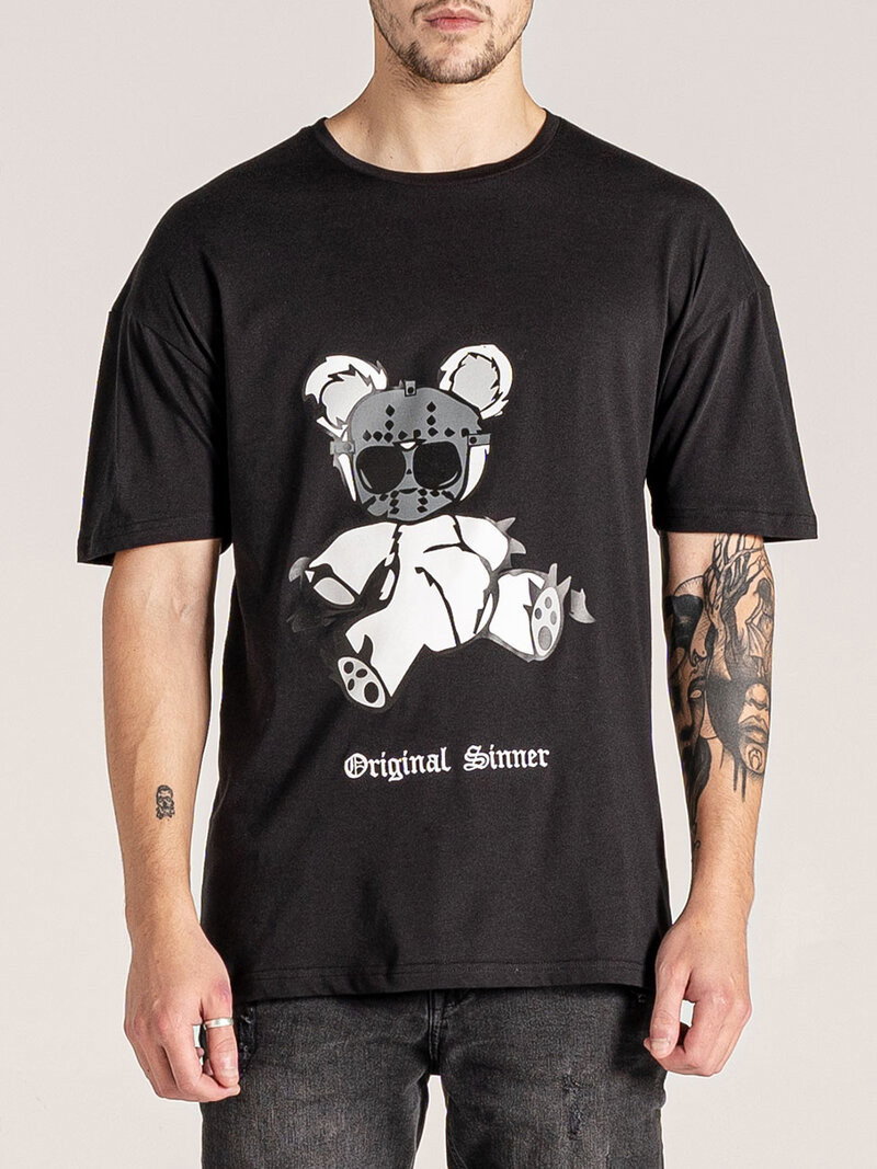 Night Bear Print Tee Black (XL)