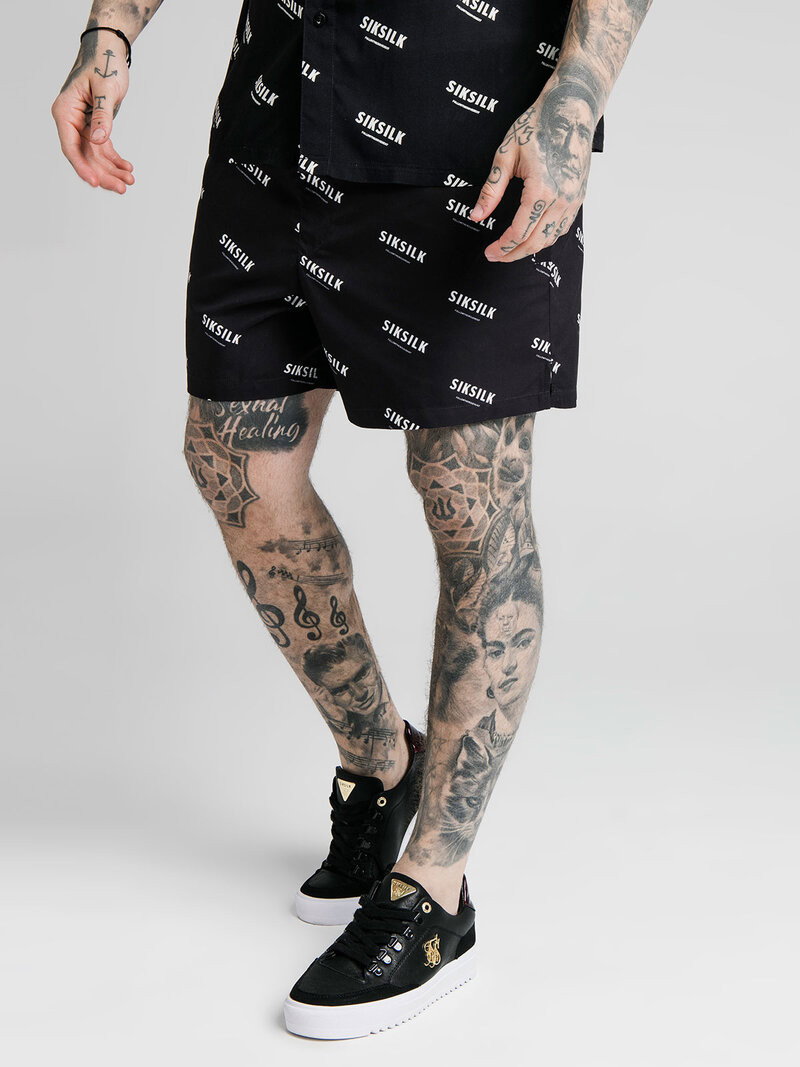 Repeat Print Swimshorts Black (S)