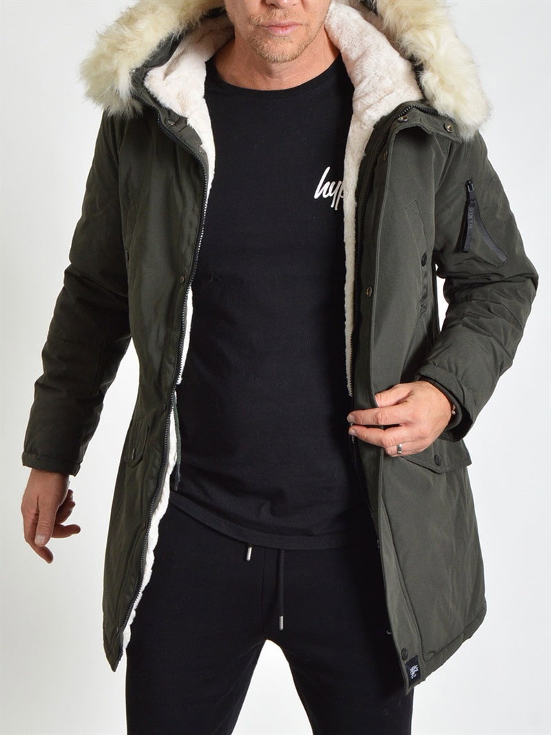 Poly Cotton Parka Army/Offwhite (S)