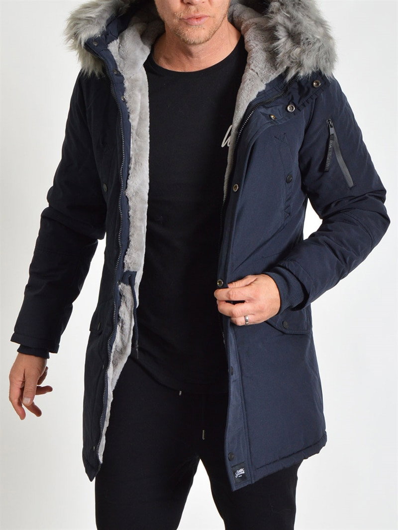 Polycotton Parka Navy/Grey (XL)