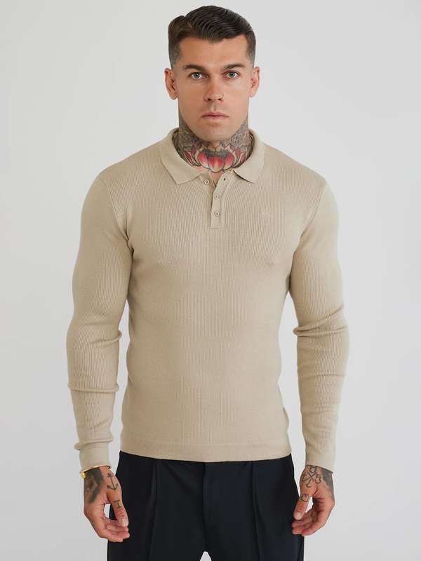 Stone L/S Knitted Polo
