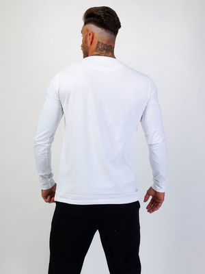 L/S Small Logo Tee White