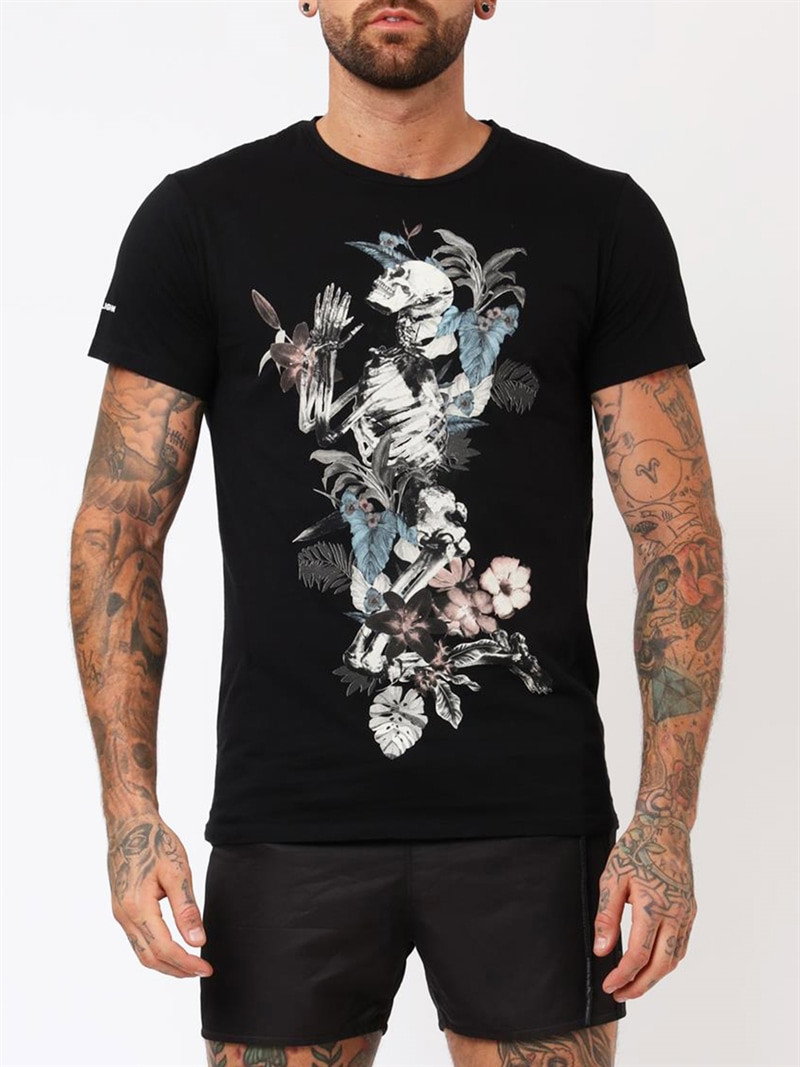 Skeleton Flower Tee Black (S)