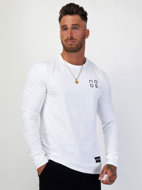 L/S Small Logo Tee White