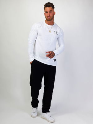 L/S Small Logo Tee White