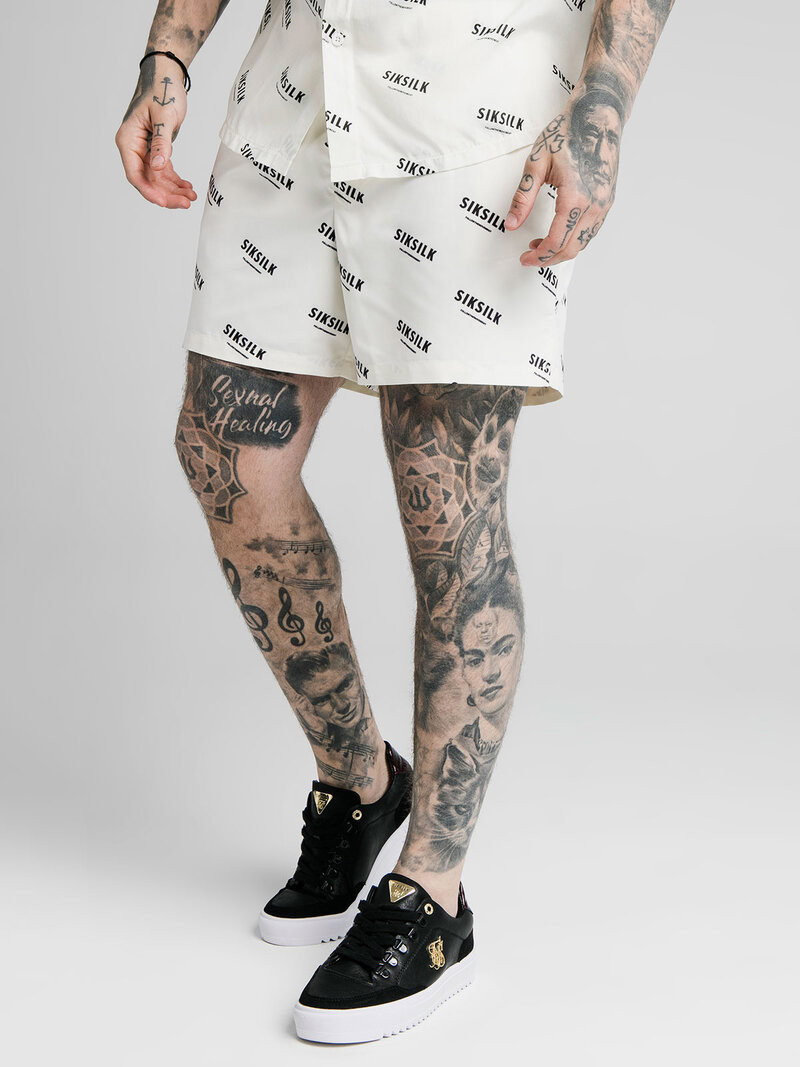 Repeat Print Swimshorts Off White (M)