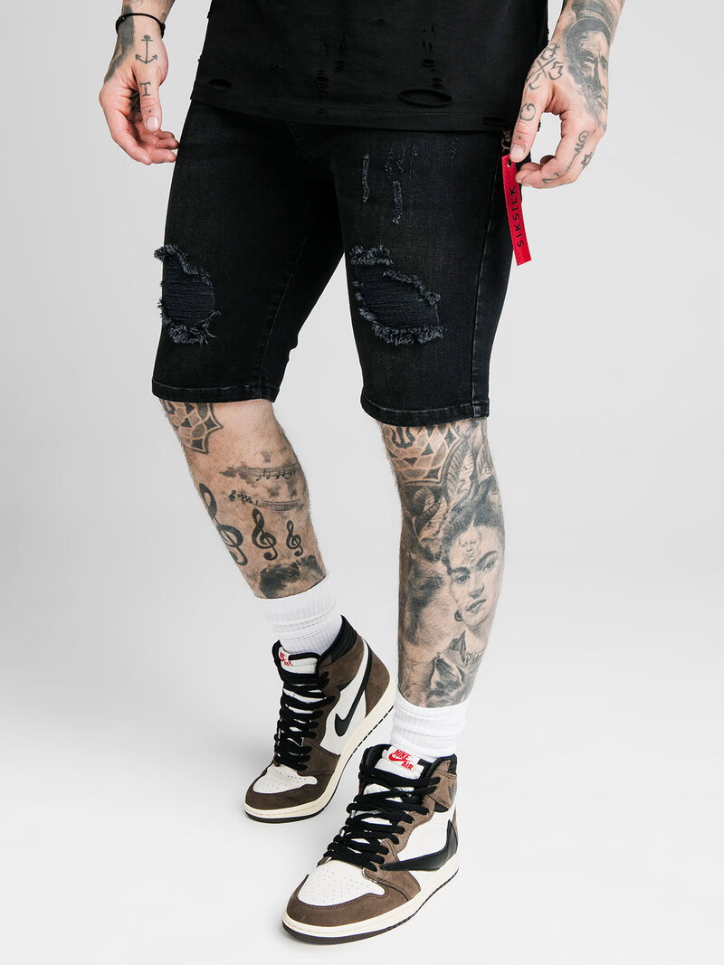 Distressed Flight Shorts Black (S)