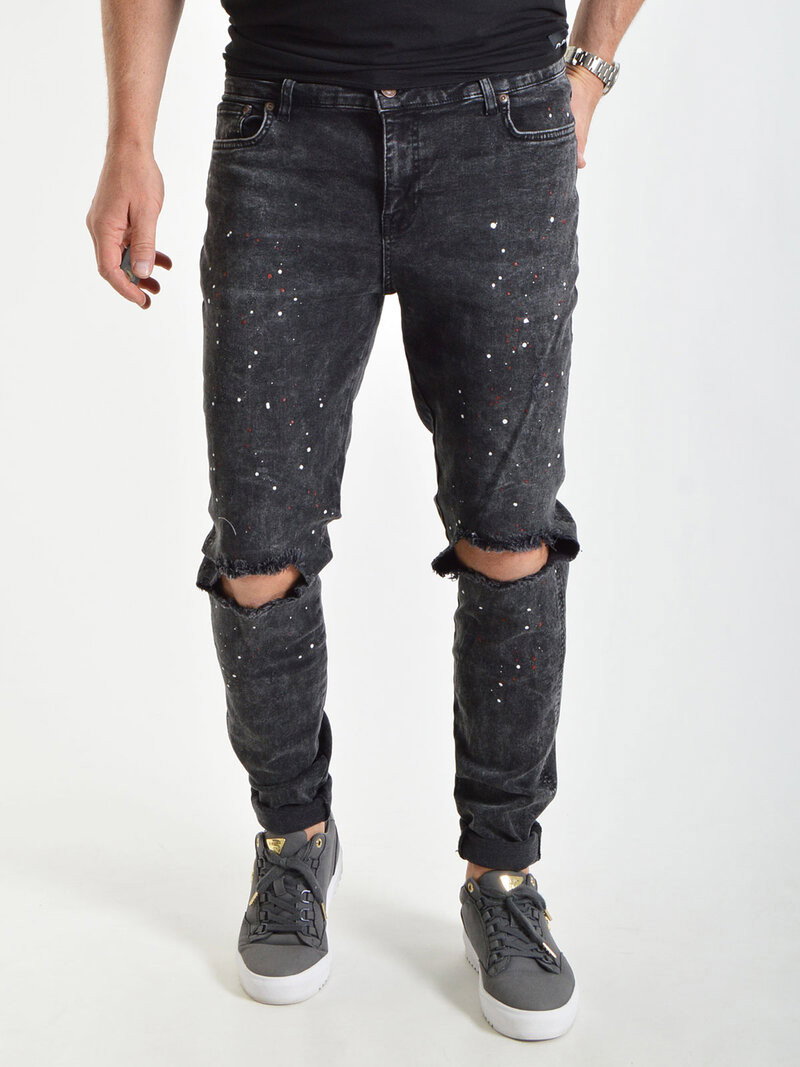 Bust Knee Riot Denims Washed Black (L)