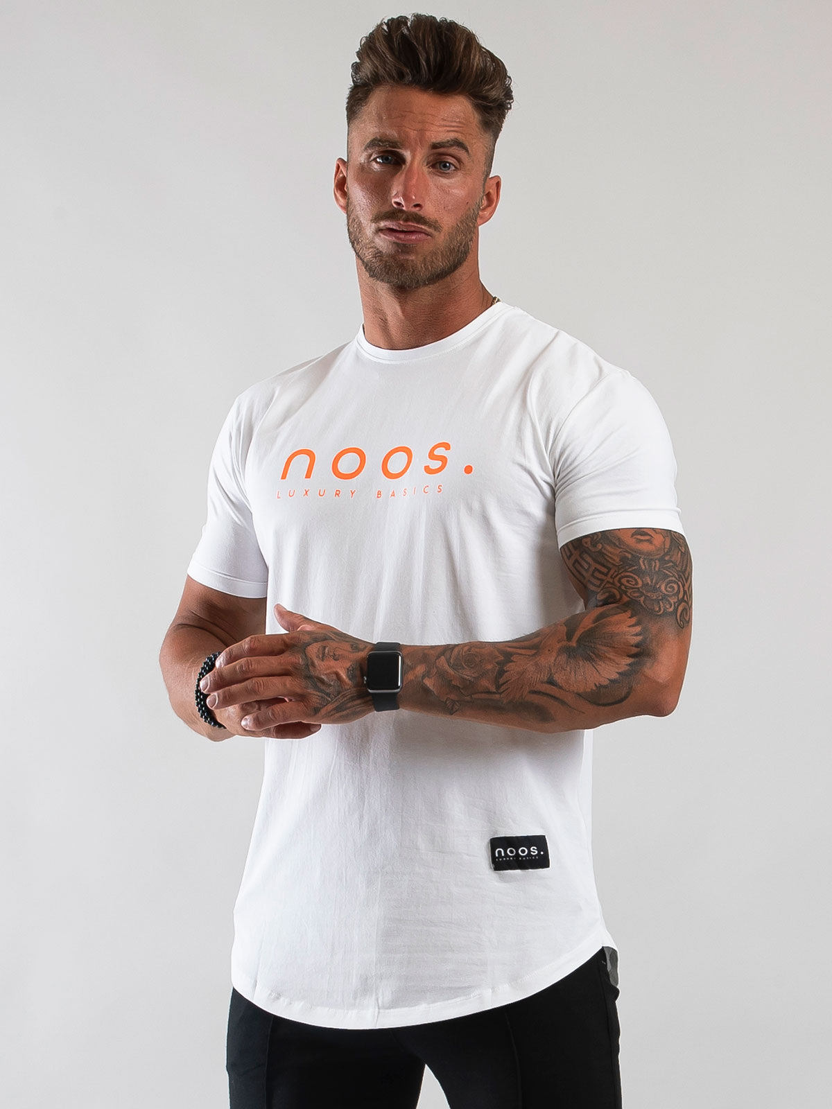 Big Logo Scoop Tee White/Neon Orange (S)