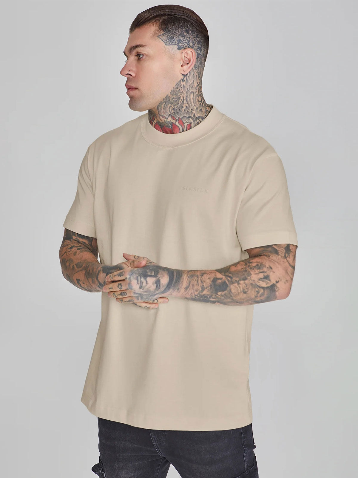 Beige Oversized T-shirt (S)