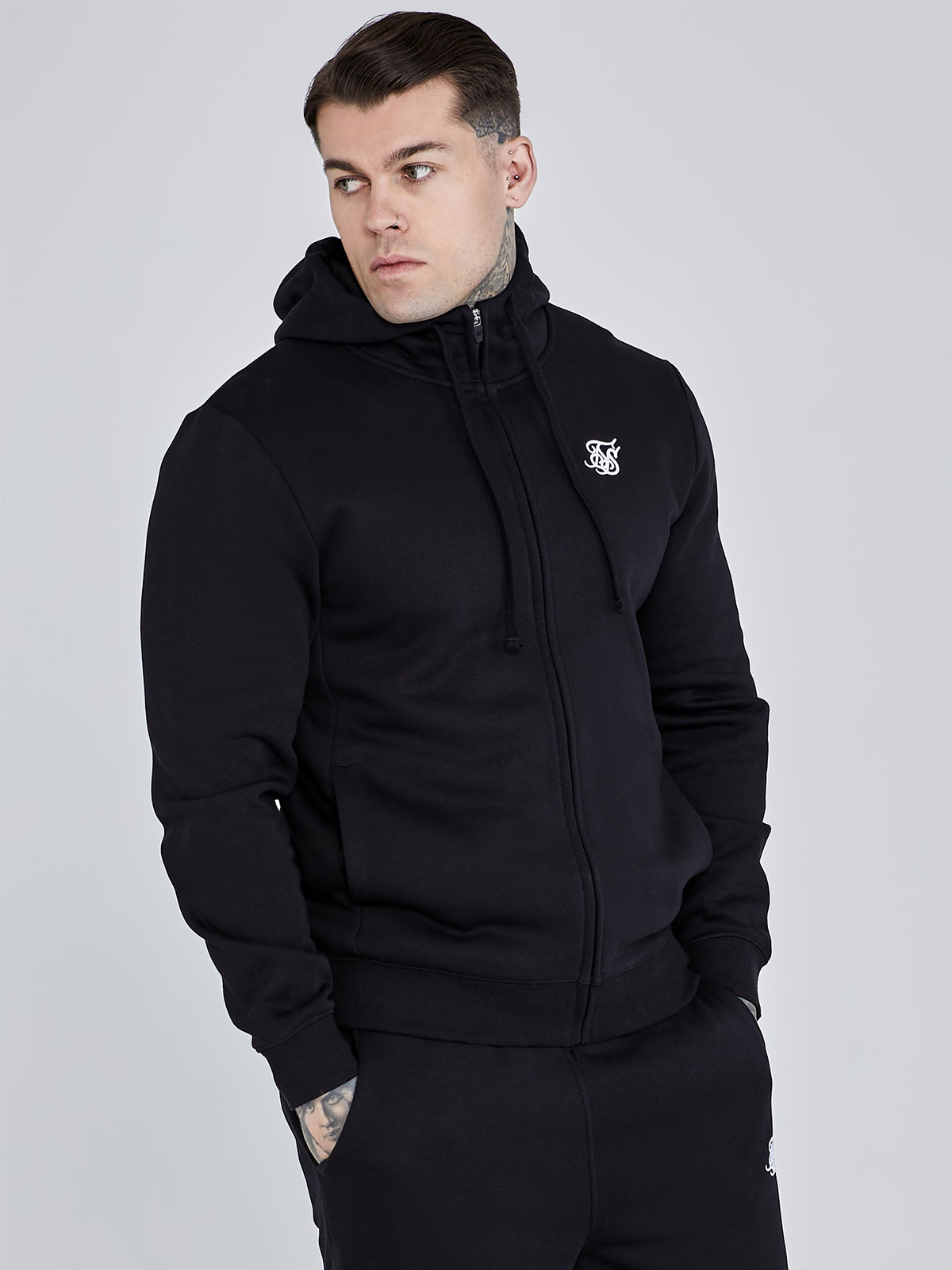 Core Zip Through Hoodie Black (S)