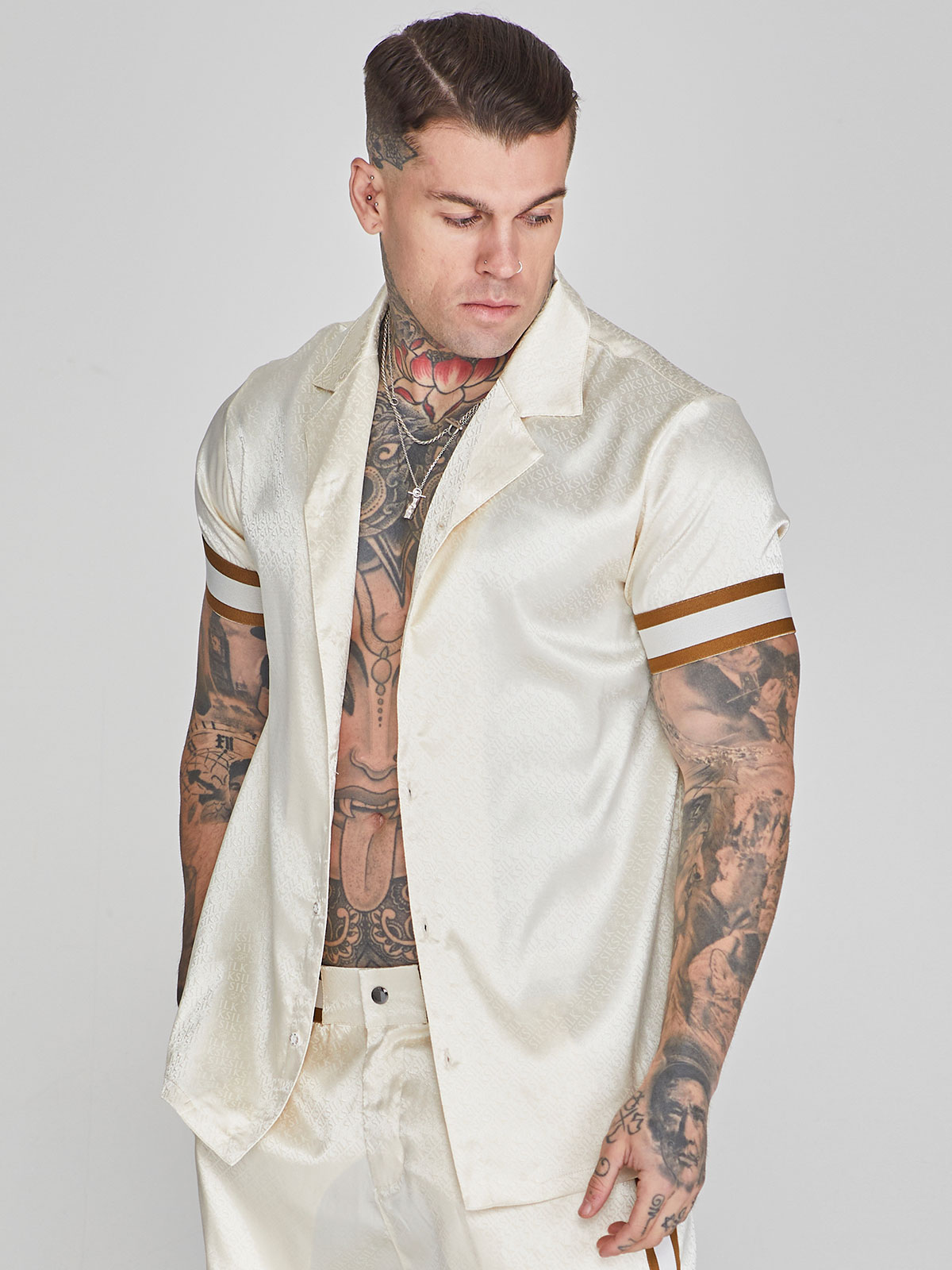 Satin Resort Shirt Ecru (XL)