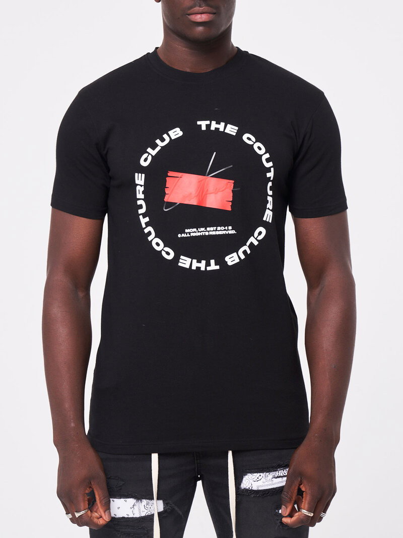 Distressed Circle Logo Tee Black (S)