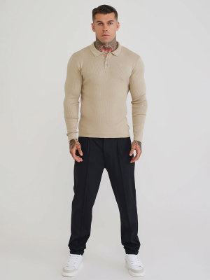 Stone L/S Knitted Polo