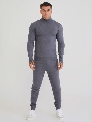 High Neck Knitted Sweater Grey