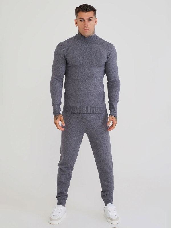 High Neck Knitted Sweater Grey