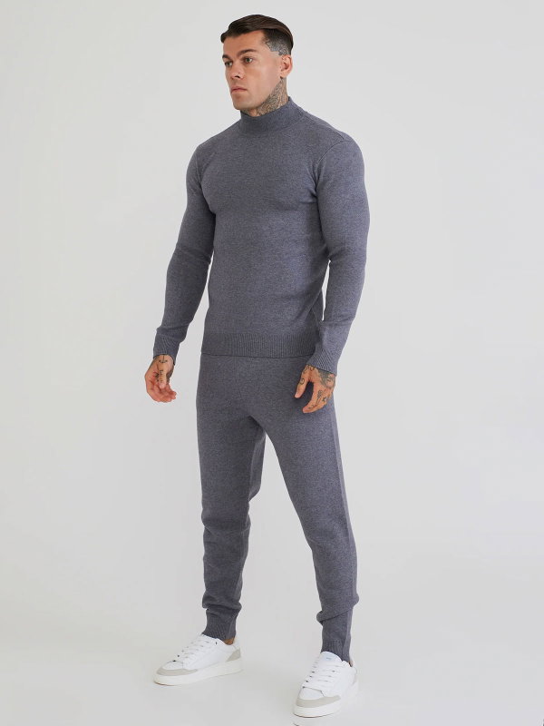 High Neck Knitted Sweater Grey