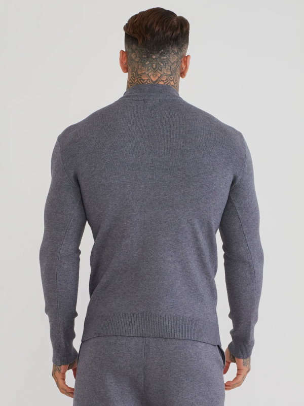 High Neck Knitted Sweater Grey