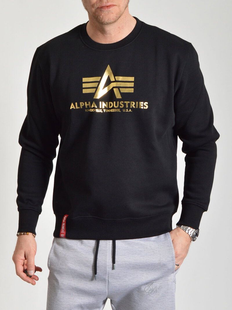 Basic Sweater Foil Print Black/Gold (S)