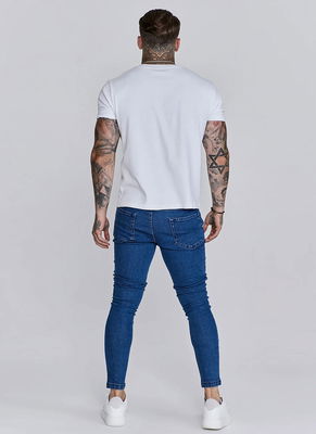 Mid Blue Distressed Skinny Jeans