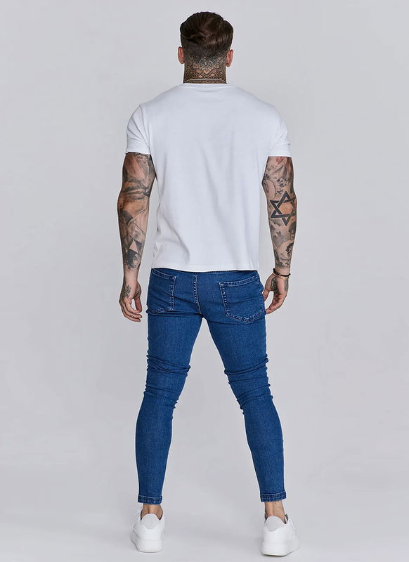 Mid Blue Distressed Skinny Jeans