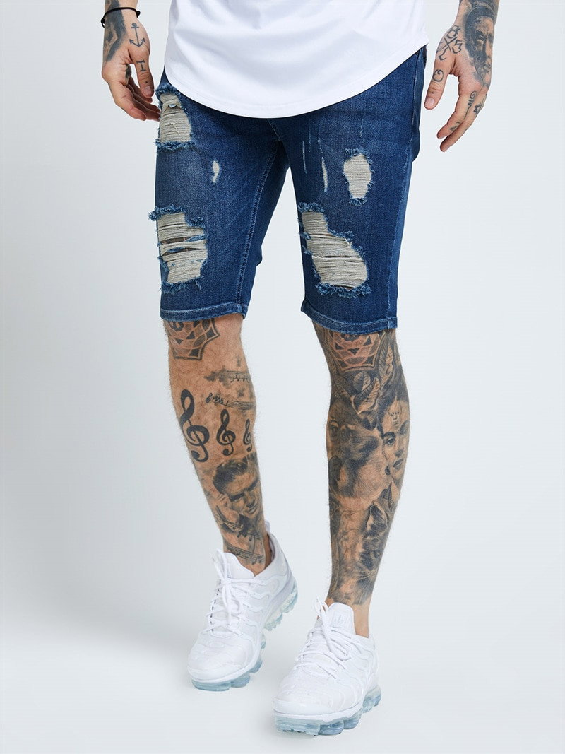 Distressed Skinny Shorts Midstone (S)