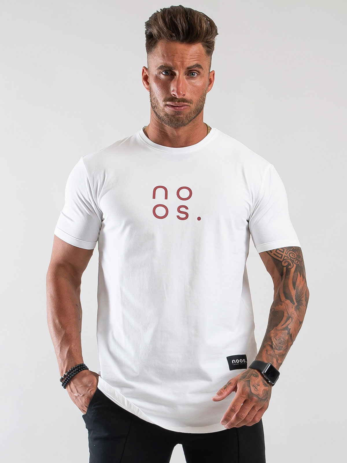 Gym Scoop Tee White/Burgundy (XL)