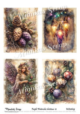 Miankas Scrap klippark - Purple Watercolor christmas 10