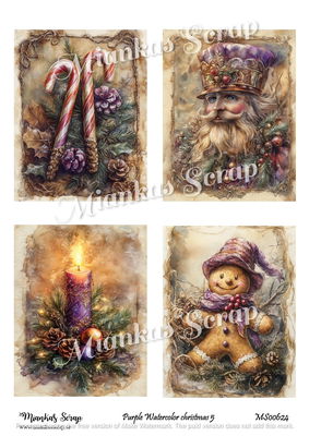 Miankas Scrap klippark - Purple Watercolor christmas 5