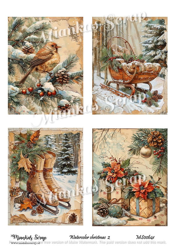 Miankas Scrap klippark - Watercolor christmas 2
