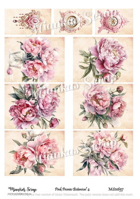 Miankas Scrap klippark - Pink Peonies Botanical 4