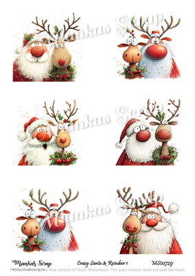 Miankas Scrap klippark - Crazy Santa & Reindeer 1