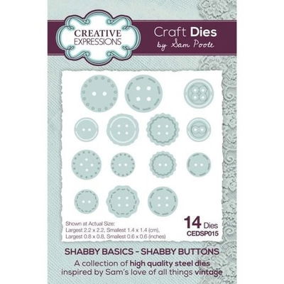 Creative Expressions Sam Poole Craft Die Shabby Basics Shabby Buttons Creative Expressions Sam Poole Craft Die Shabby Basics Shabby Buttons
