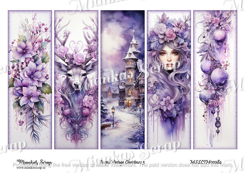 Miankas Scrap klippark - Purple Vintage Christmas 3
