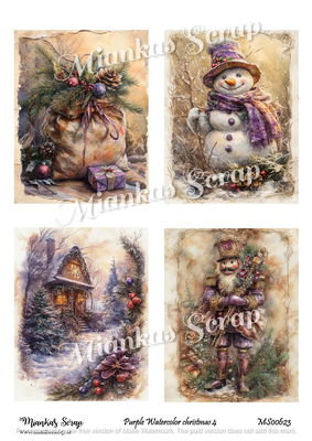 Miankas Scrap klippark - Purple Watercolor christmas 4