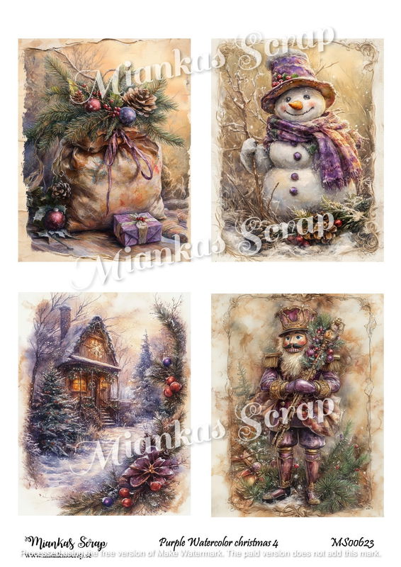 Miankas Scrap klippark - Purple Watercolor christmas 4