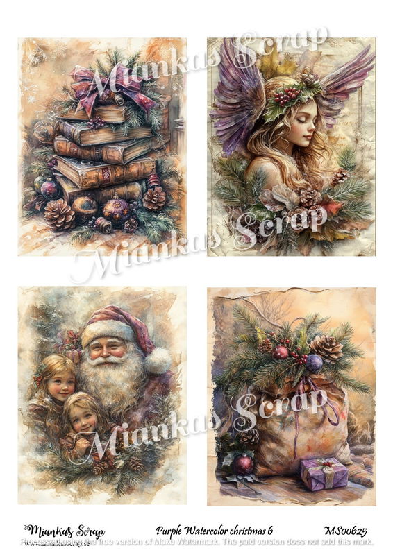 Miankas Scrap klippark - Purple Watercolor christmas 6