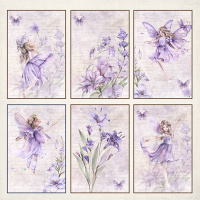 Papper Scrapbooking Reprint - Fairies Cards Flowers - 12x12 (30,5 x 30,5 cm)