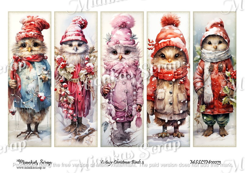 Miankas Scrap klippark - Vintage Christmas Birds 4