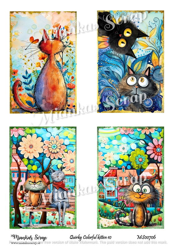 Miankas Scrap klippark - Quirky Colorful kitten 10