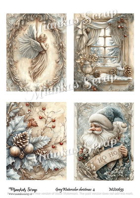 Miankas Scrap klippark - Grey Watercolor christmas 4