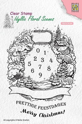 Nellies Choice Clear stamps Idyllic Floral Scenes - Christmas Wreath