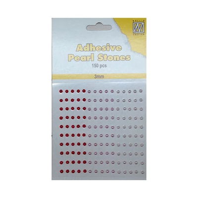 Nellie Snellen Adhesive Pearl Stones 3 mm - Röd