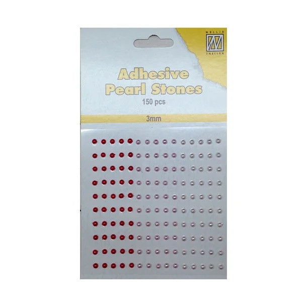 Nellie Snellen Adhesive Pearl Stones 3 mm - Röd